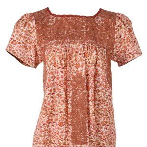 Mi Golondrina Liliana Naranja Quemada Floral Blouse